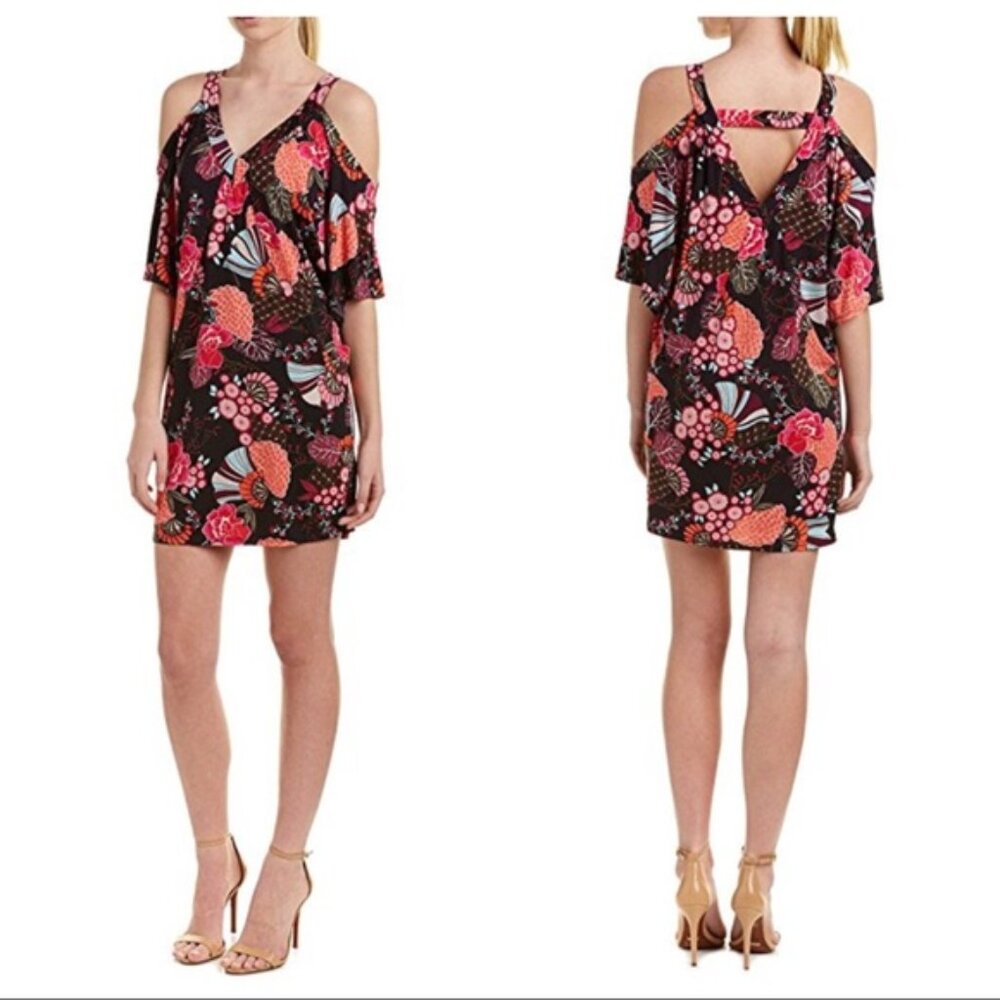 Trina Turk Catina Floral Cold Shoulder Dress, Size M